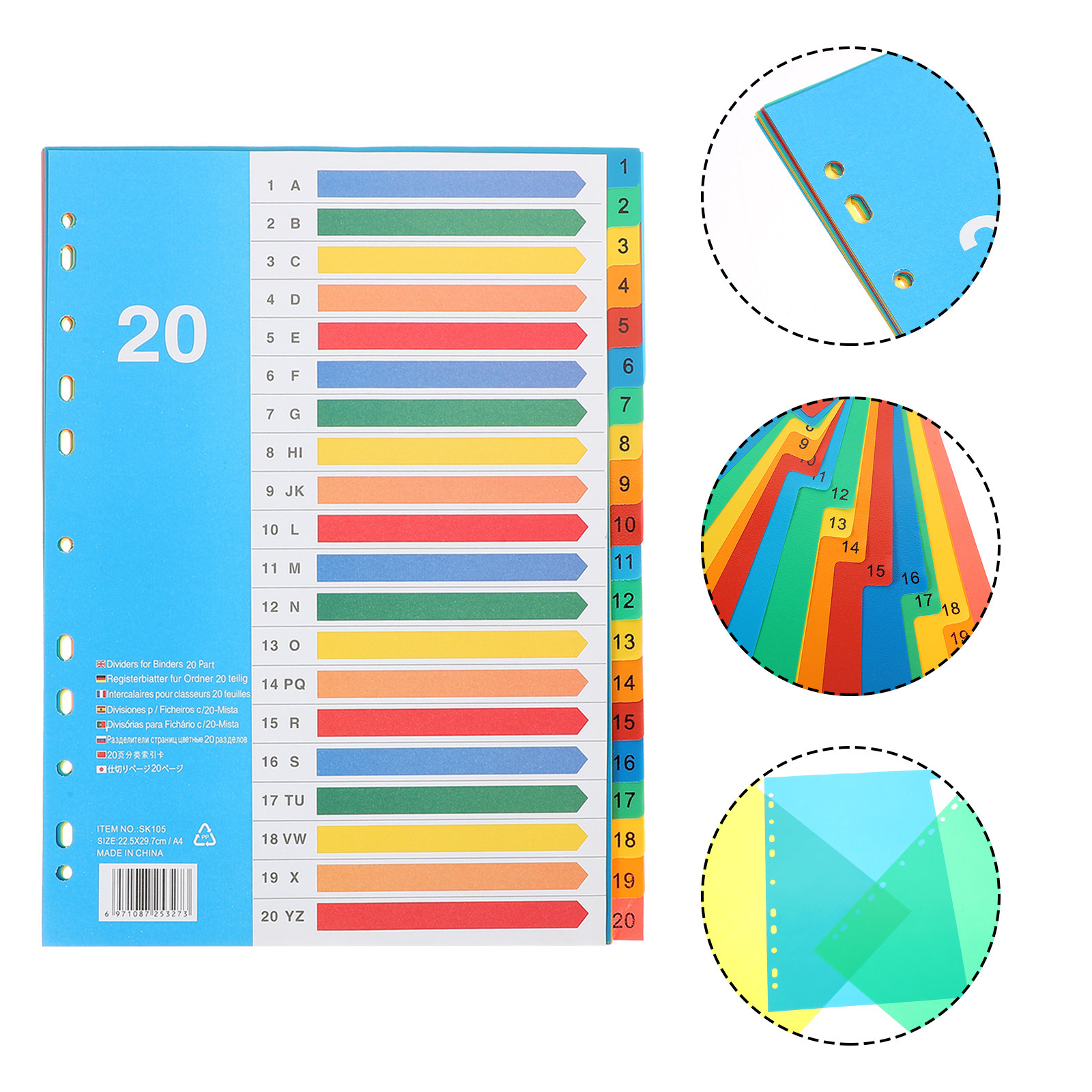 5Pcs Premium PP Plastic Binder - Tab Divider A4 recension och pris